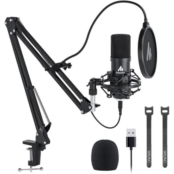 USB Microphone Plug & Play PC Computer Podcast Condenser Cardioid Metal Mic Kit